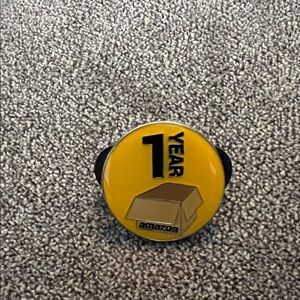 Amazon Yellow 1 Year Enamel Pin with Box Graphic